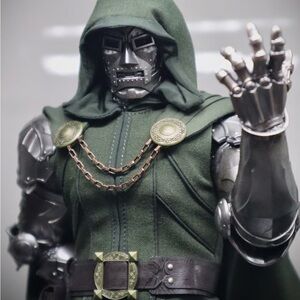Green Hooded Action Figure with Silver Armor